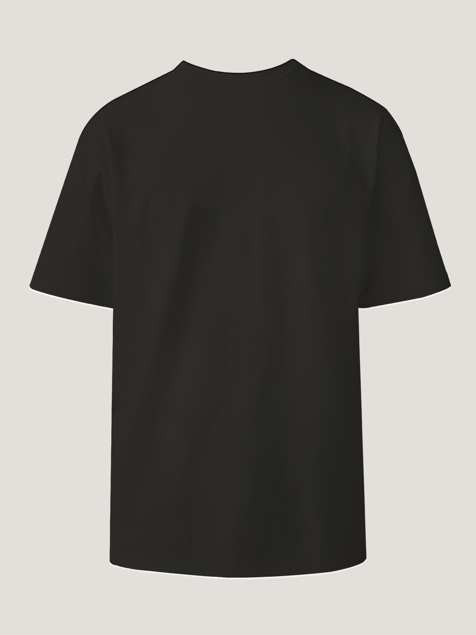 Black t-shirt on a light gray background