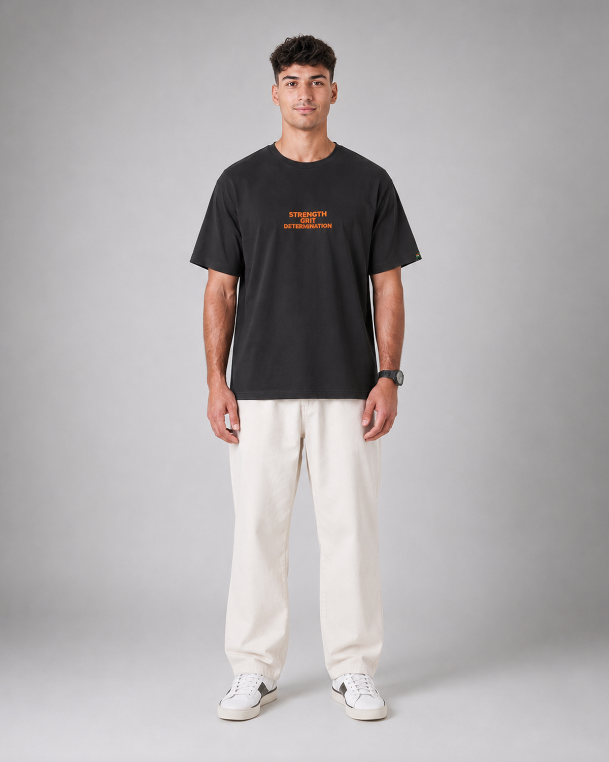 SENA Valor Cotton T-Shirt DTF Print | 220 GSM Cotton Sinker | Dark Grey Relaxed Fit Tee (Copy)