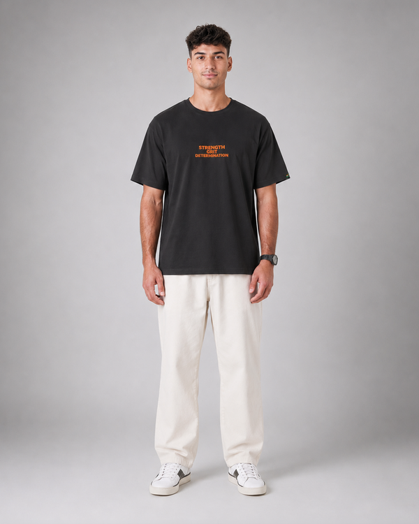SENA Valor Cotton T-Shirt DTF Print | 220 GSM Cotton Sinker | Dark Grey Relaxed Fit Tee