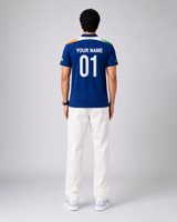 Blue India Print Round Neck Dri-Fit T-Shirt | Custom Name/Number Tee