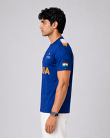 Blue India Print Round Neck Dri-Fit T-Shirt | Custom Name/Number Tee