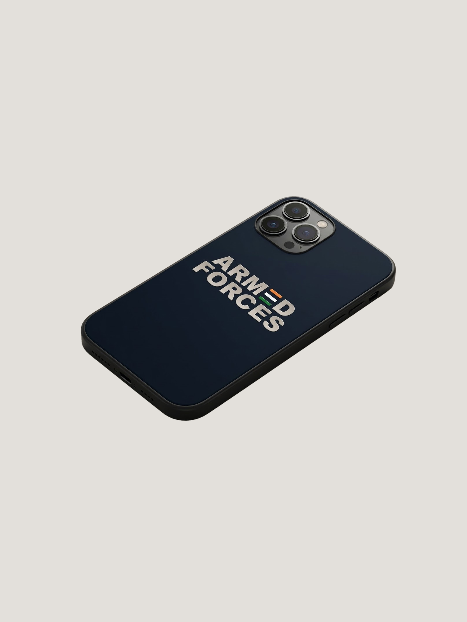 Armed Forces India Tricolour iPhone Case | MagSafe Compatible Navy Blue Cover