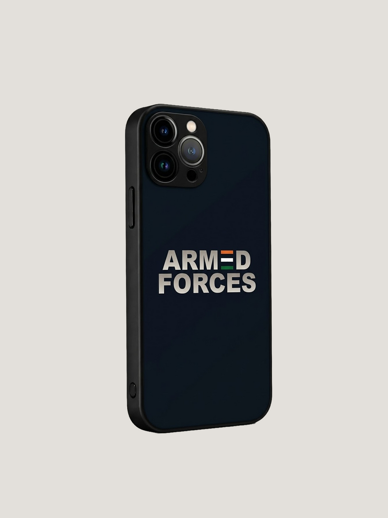 Armed Forces India Tricolour iPhone Case | MagSafe Compatible Navy Blue Cover