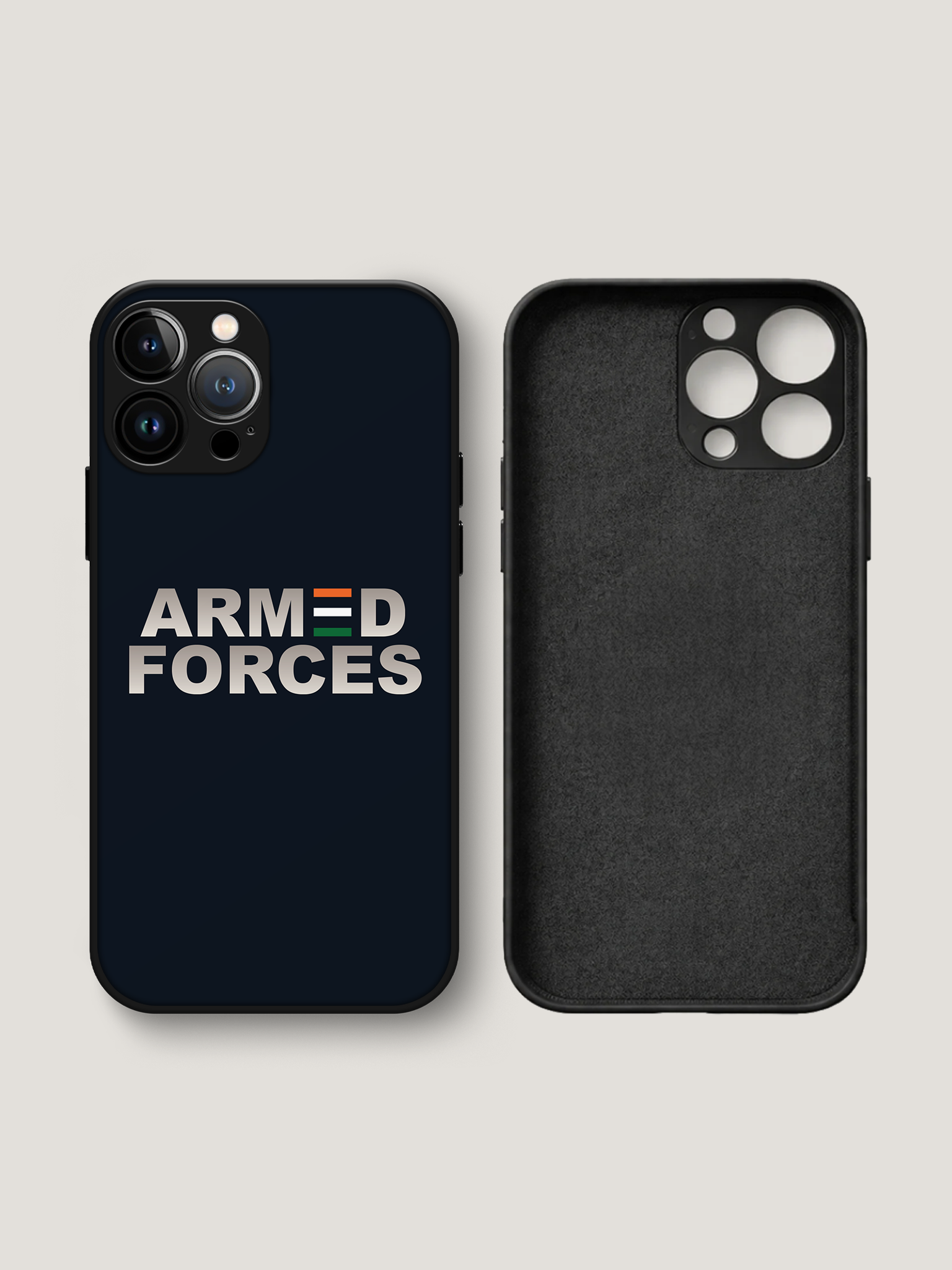 Armed Forces India Tricolour iPhone Case | MagSafe Compatible Navy Blue Cover