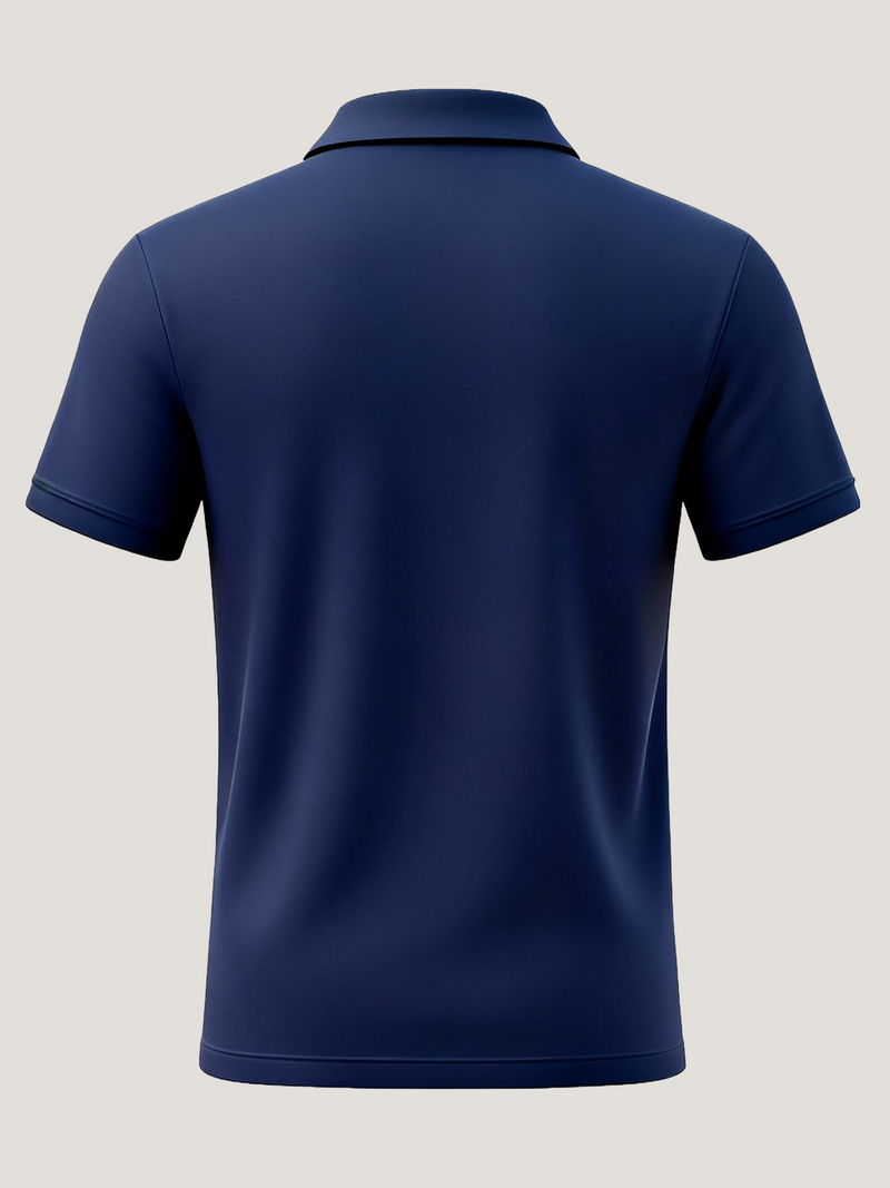 Navy Blue Half Sleeves Embroidered Polo