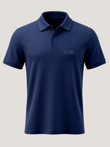 Navy Blue Half Sleeves Embroidered Polo