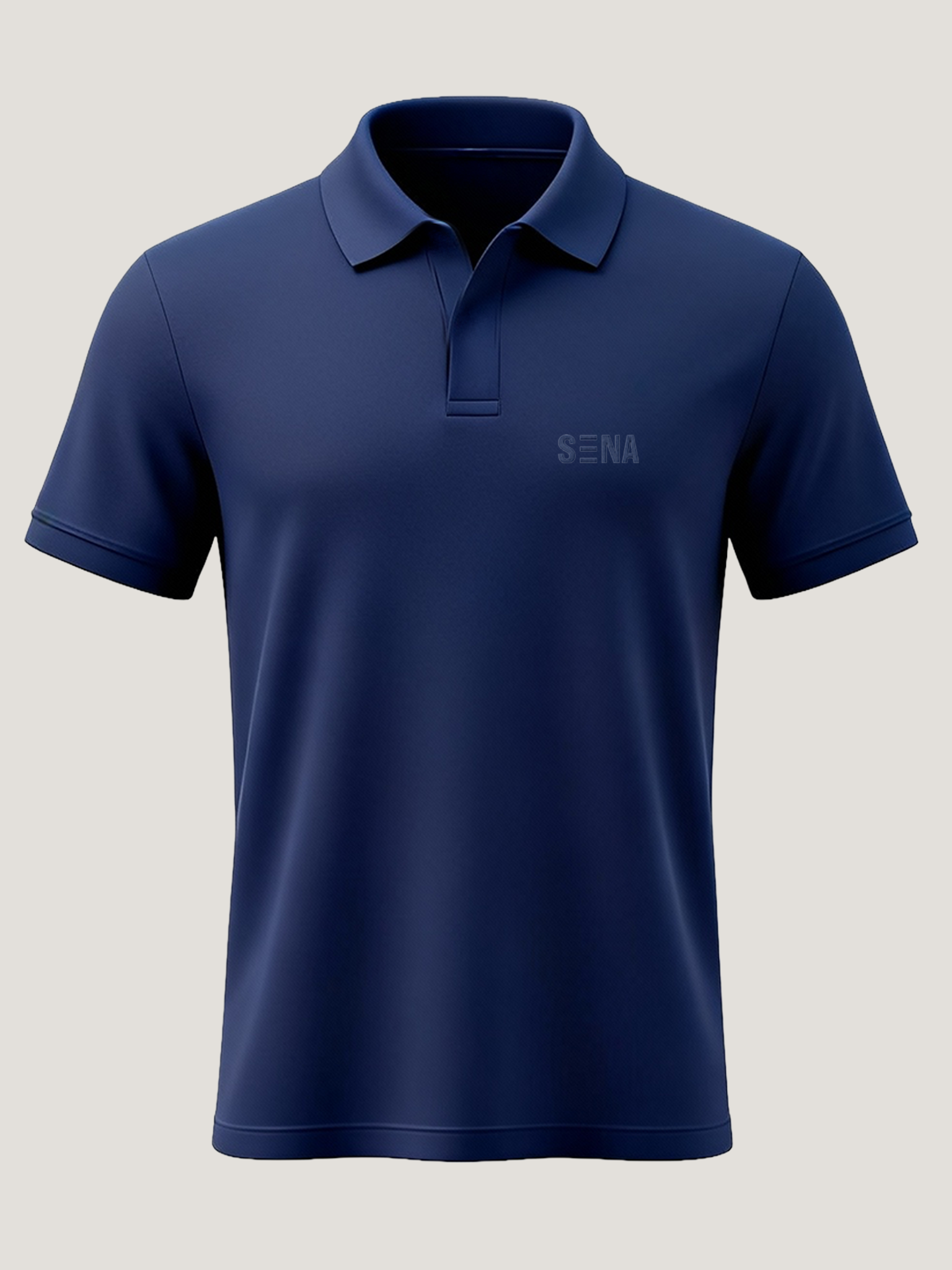 Navy Blue Half Sleeves Embroidered Polo