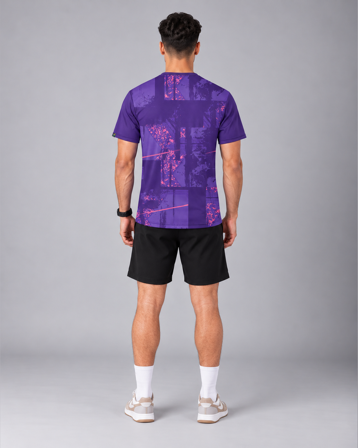 Purple Abstract Graphic Round Neck T-Shirt | 180 GSM Dri-Fit Athleisure Tee