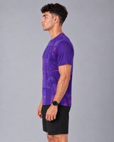 Purple Abstract Graphic Round Neck T-Shirt | 180 GSM Dri-Fit Athleisure Tee