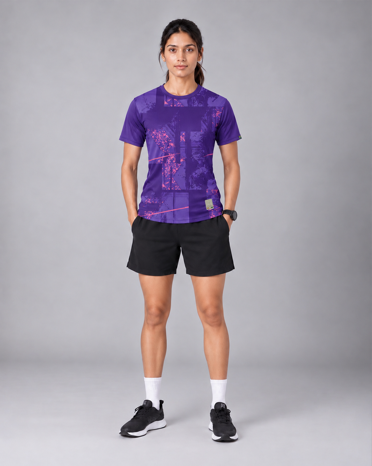 Purple Abstract Graphic Round Neck T-Shirt | 180 GSM Dri-Fit Athleisure Tee