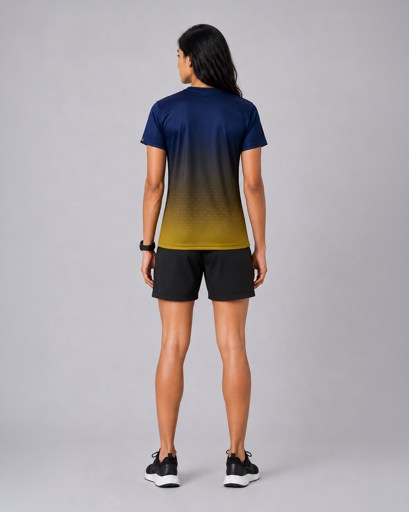 Patriotic Soldier Print Navy Yellow Dri Fit T-Shirt | High-Performance Athleisure Tee