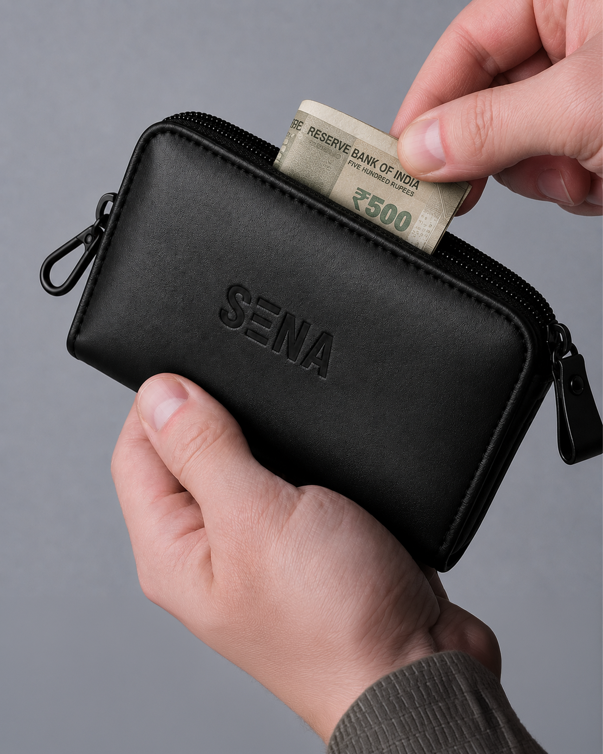 Black Leather Utility Pouch