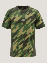Green Army Camo Round Neck Dri- Fit T-Shirt