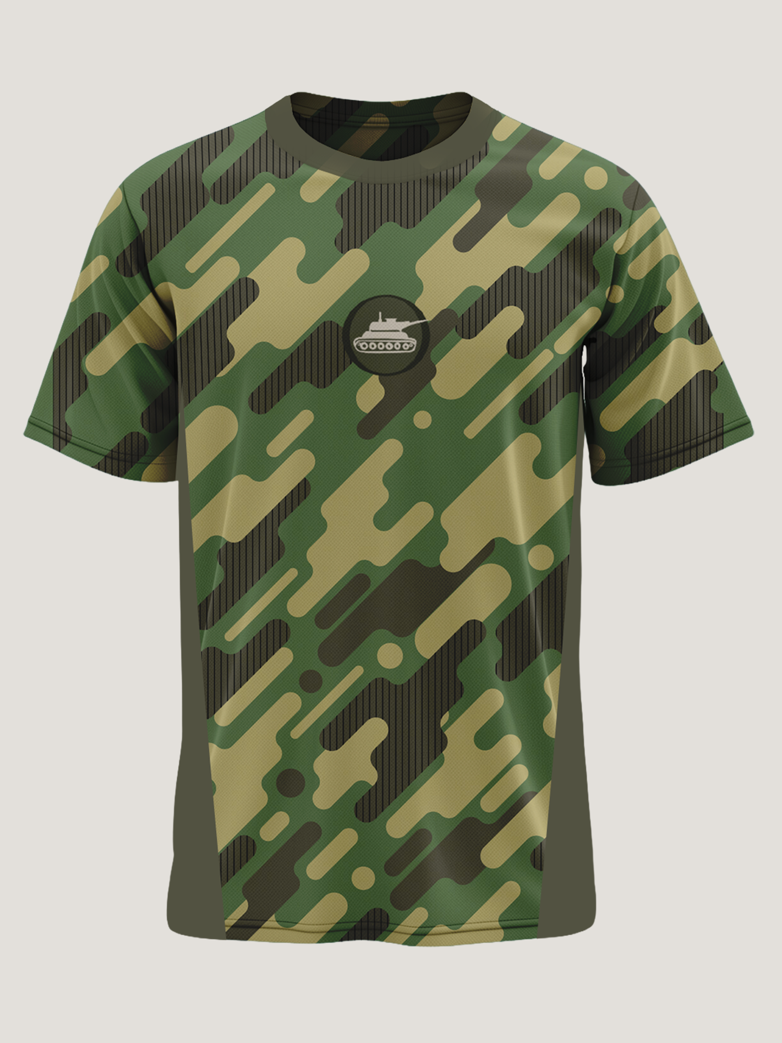 Green Army Camo Round Neck Dri- Fit T-Shirt