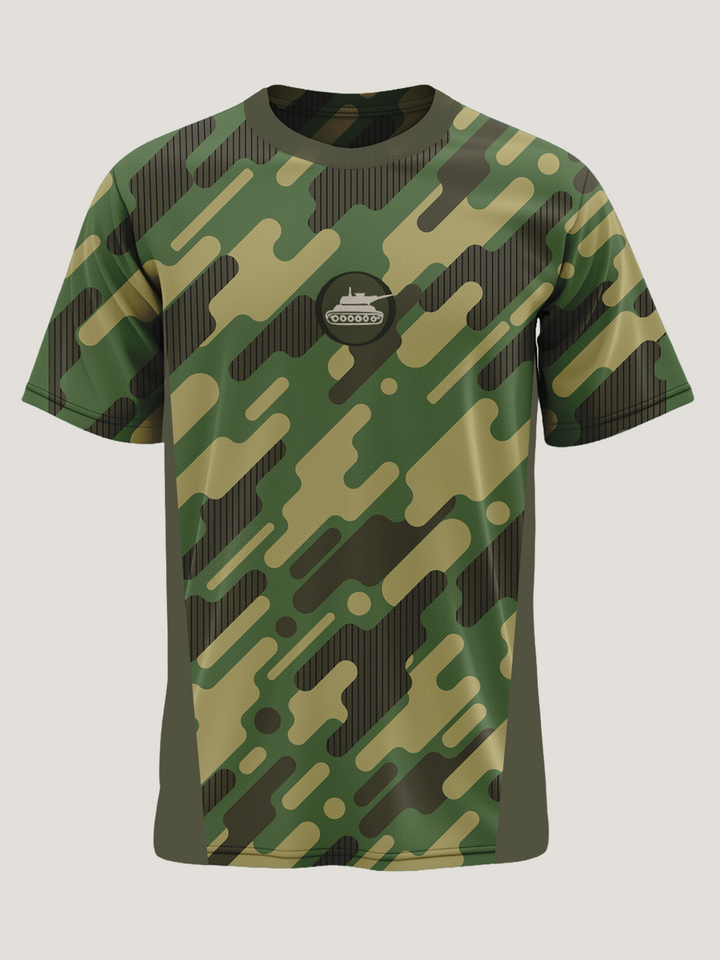 Green Army Camo Round Neck Dri- Fit T-Shirt