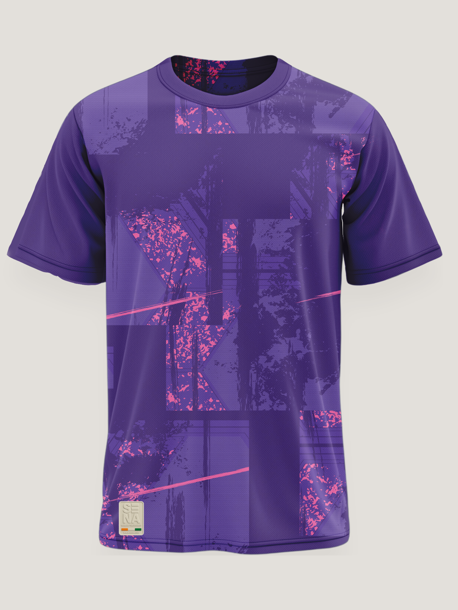 Purple Abstract Graphic Round Neck T-Shirt | 180 GSM Dri-Fit Athleisure Tee