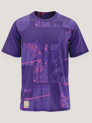 Purple Abstract Graphic Round Neck T-Shirt | 180 GSM Dri-Fit Athleisure Tee