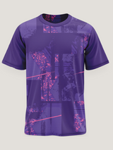 Purple Abstract Print Round Neck Dri- Fit T-Shirt