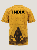 Golden Yellow Print Round Neck Dri Fit T-Shirt