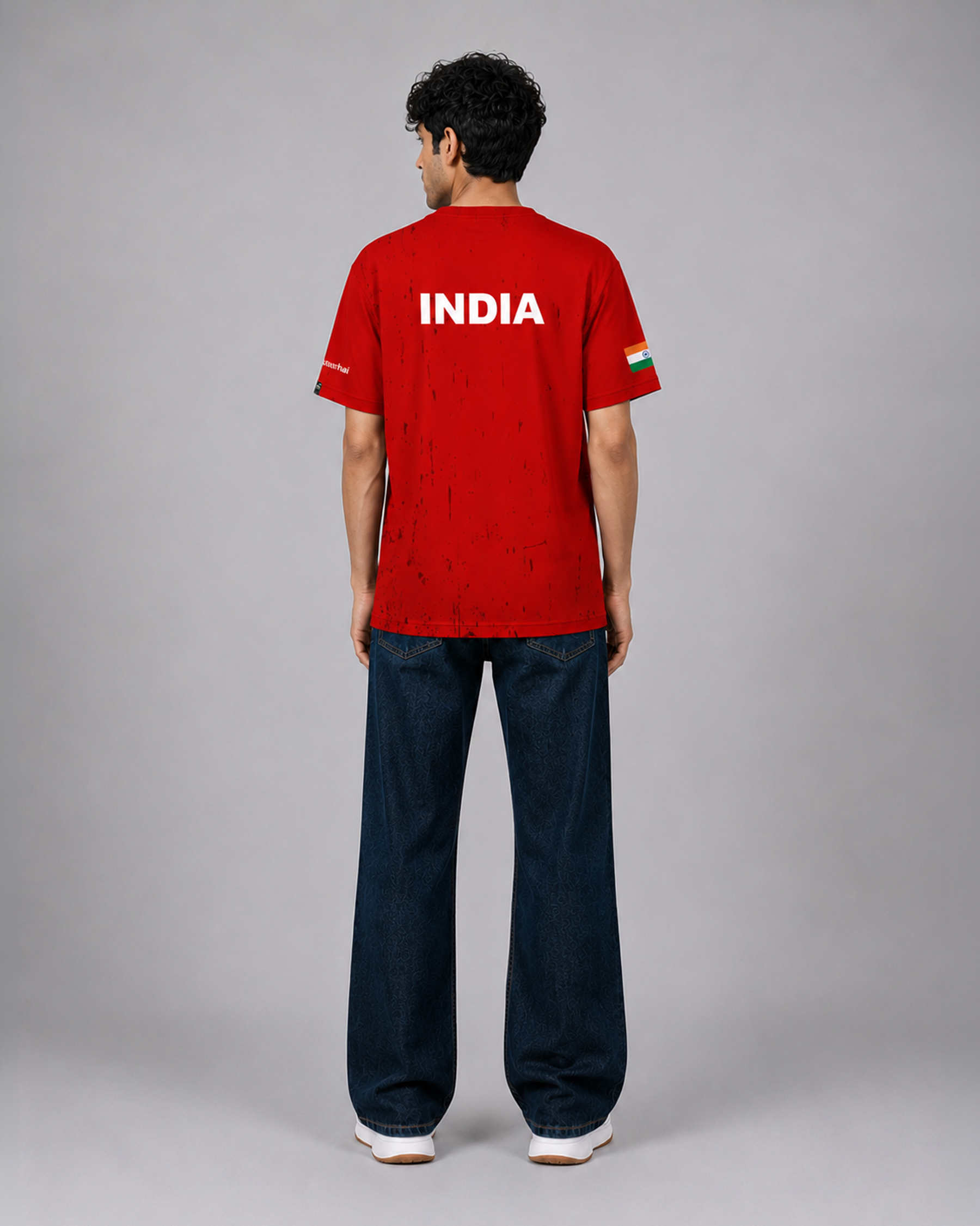 Red Fighter Jet Print Round Neck Dri-Fit T-Shirt