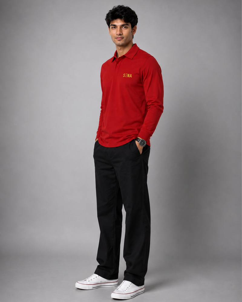 Best Dad Ever Bundle | Red Full Sleeves Premium Polo + Olive Cotton Cap