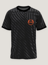 Black Abstract Print Round Neck Dri-Fit T-Shirt