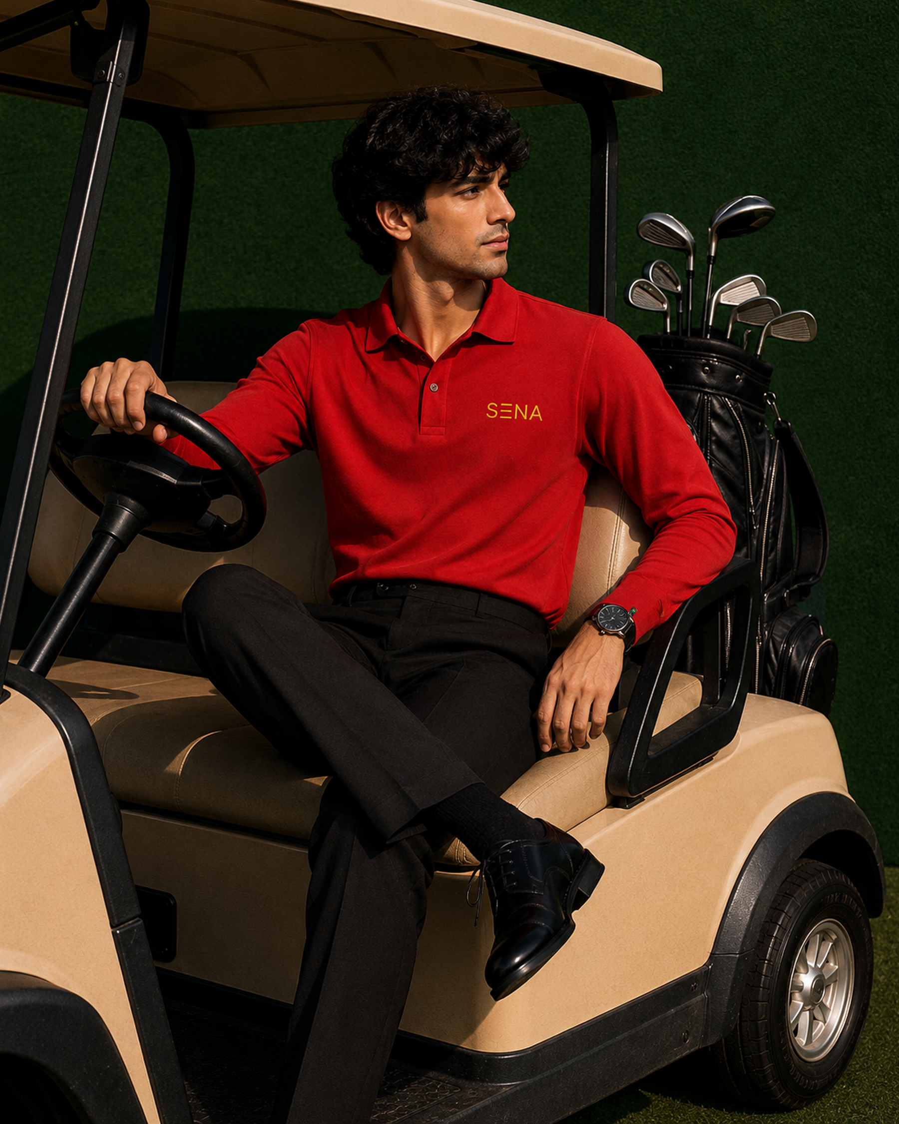 Red Full Sleeve Embroidered | Relaxed Fit Polo T-shirt