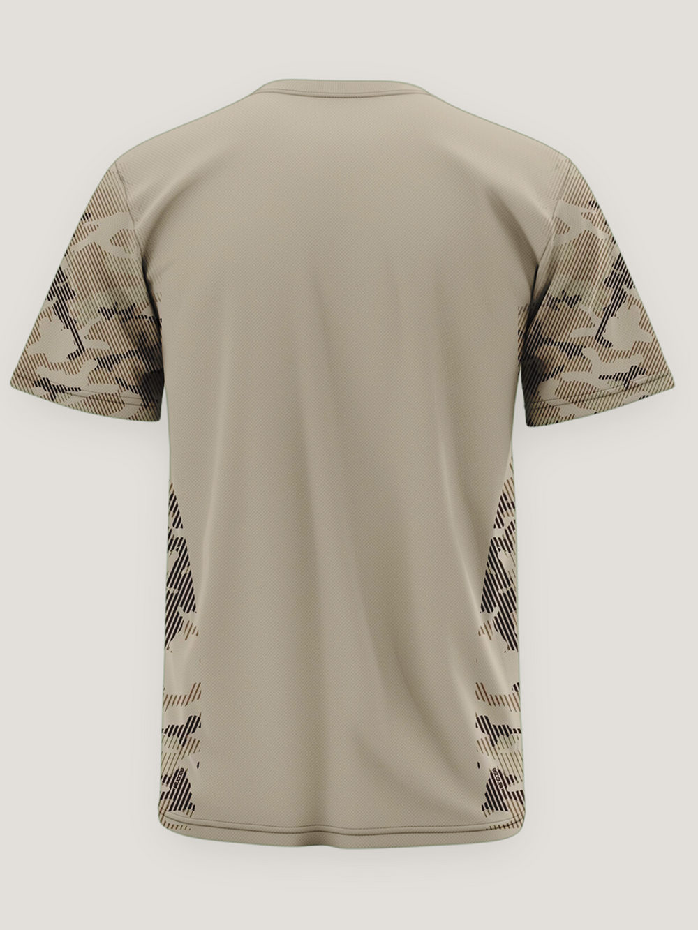 Beige Camo Sleeve Round Neck Dri Fit T-Shirt