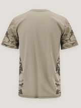 Beige Camo Sleeve Round Neck Dri Fit T-Shirt
