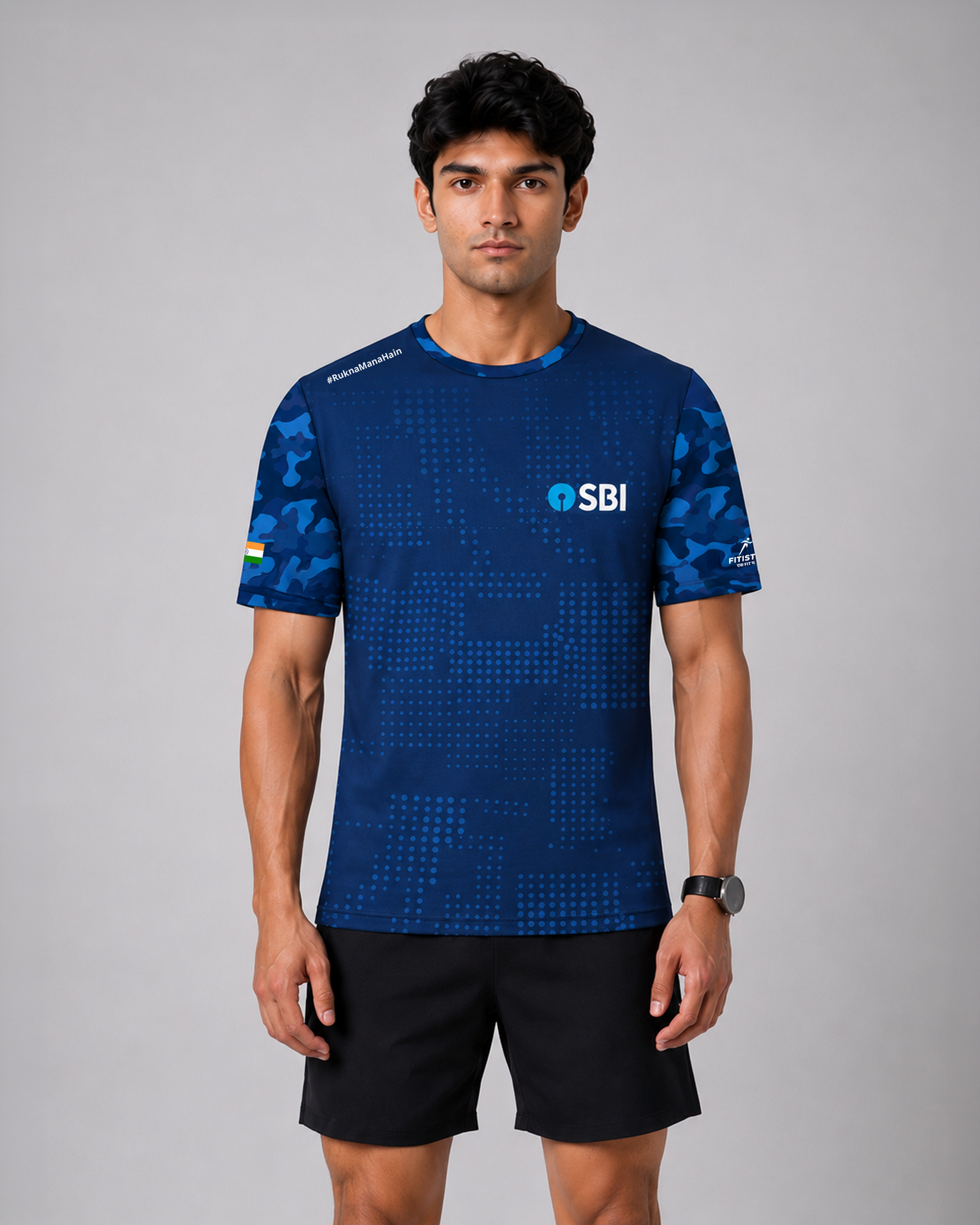 Dot Patterned Sleeve Soldierathon Dri-Fit T-Shirt