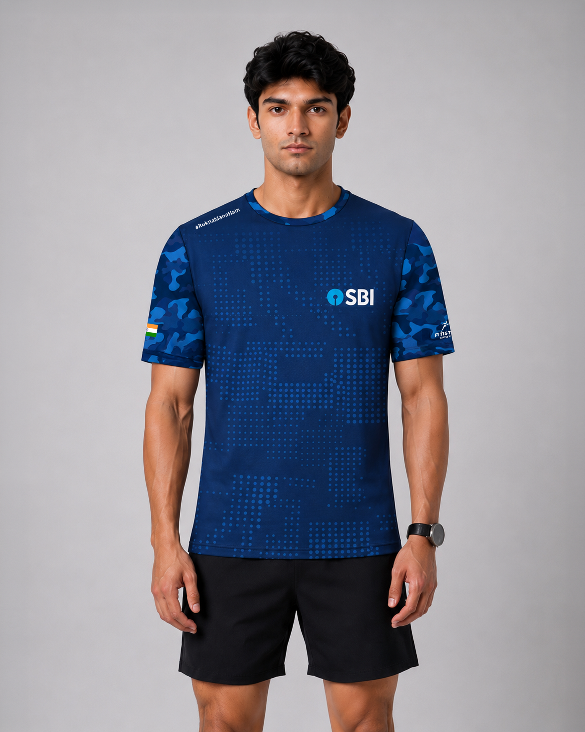 Dot Patterned Sleeve Soldierathon Dri-Fit T-Shirt