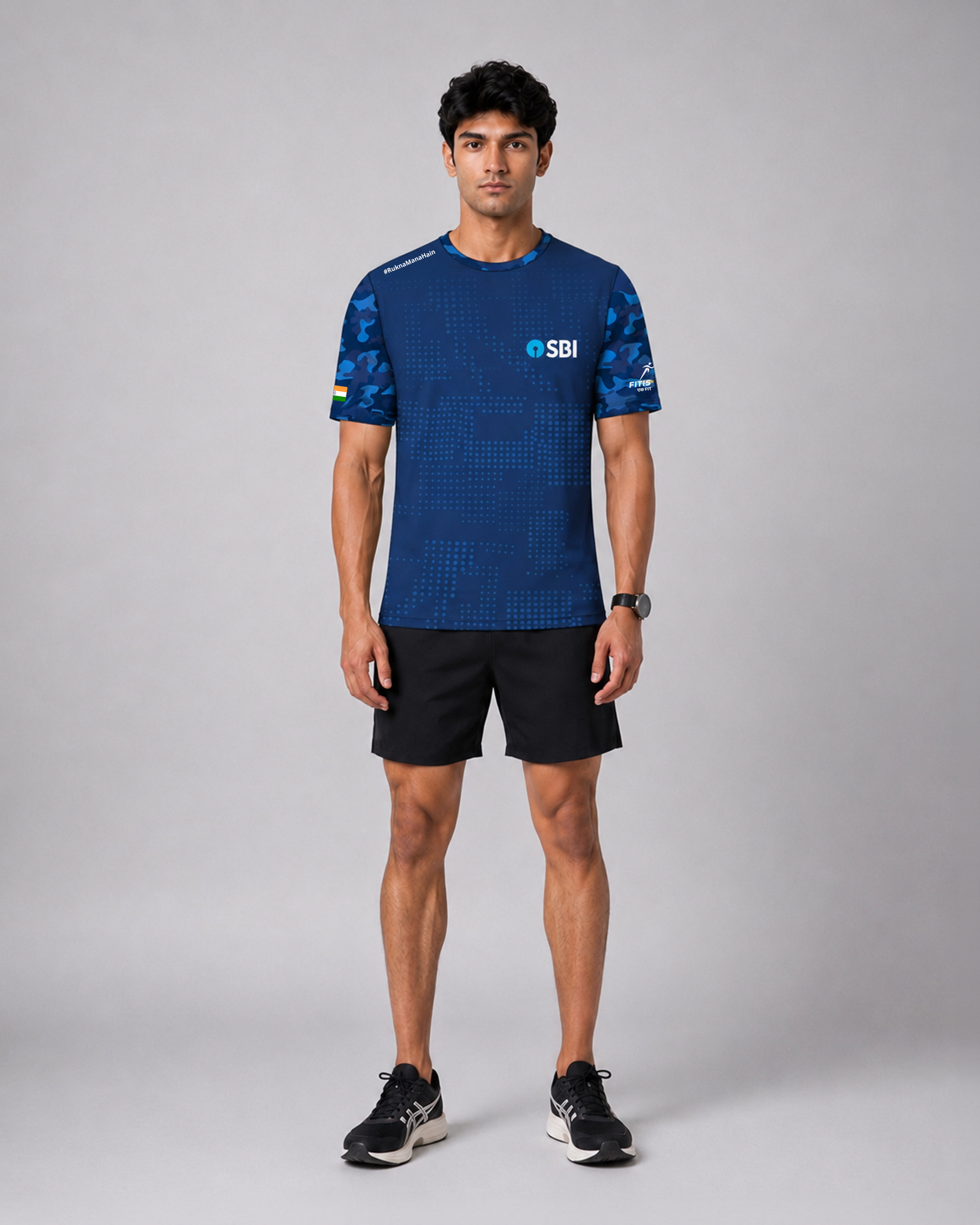 Dot Patterned Sleeve Soldierathon Dri-Fit T-Shirt