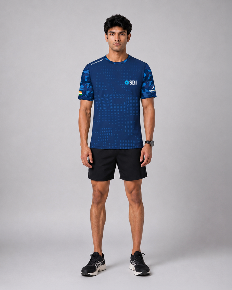 Dot Patterned Sleeve Soldierathon Dri-Fit T-Shirt