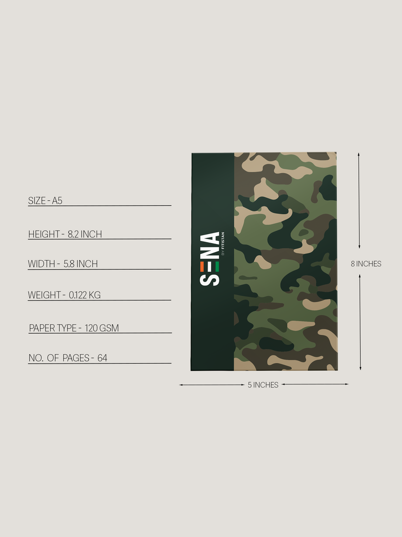 Camouflage A5 Planner Pack of 2 | 120 GSM Paper Notebook Combo | 64-Page Set