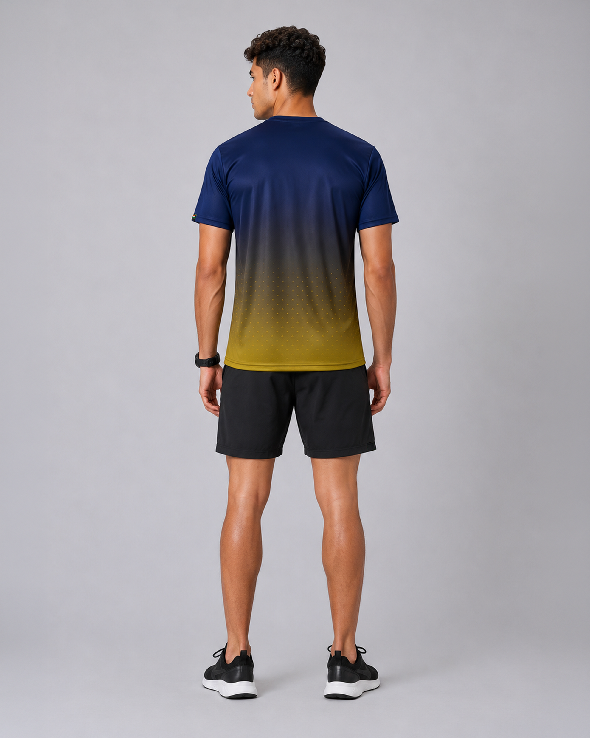 Patriotic Soldier Print Navy Yellow Dri Fit T-Shirt | High-Performance Athleisure Tee