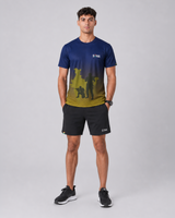 Patriotic Soldier Print Navy Yellow Dri Fit T-Shirt | High-Performance Athleisure Tee