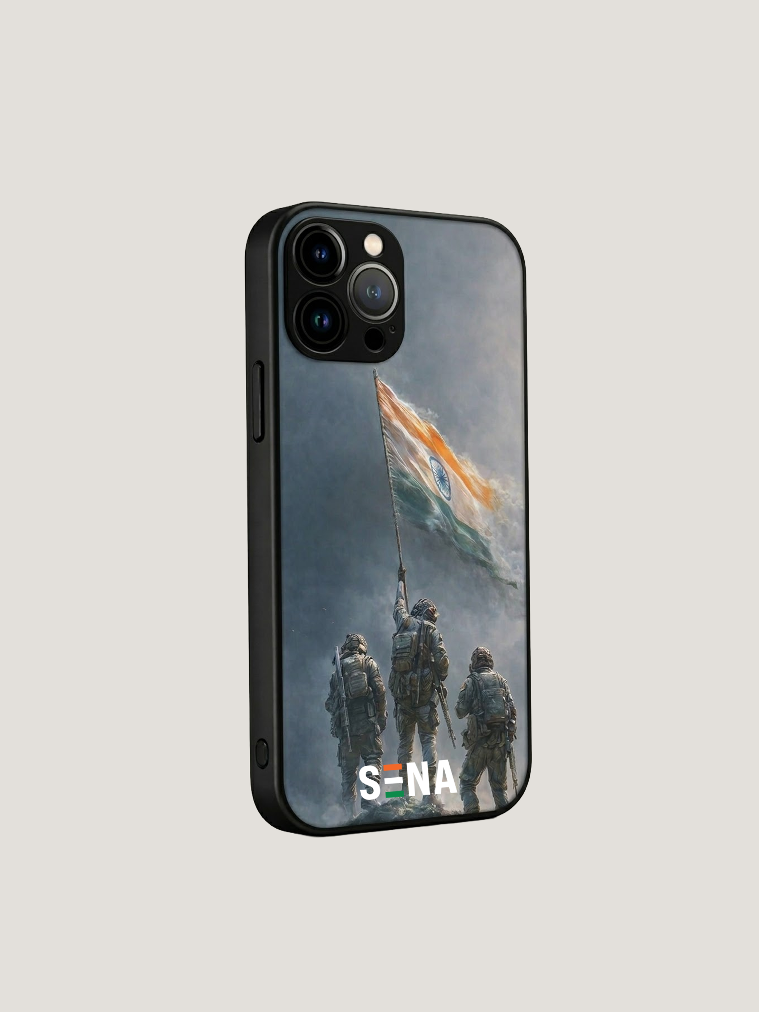 Indian Flag Soldier iPhone Case | MagSafe Compatible Patriotic Cover