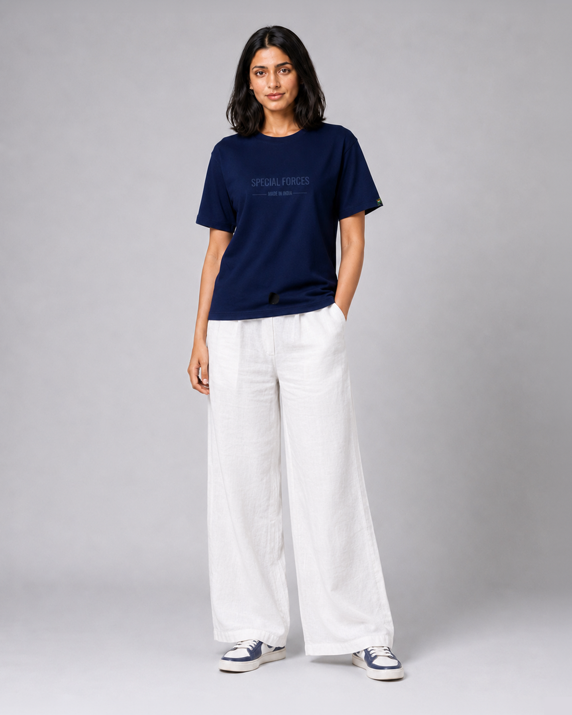 Navy Blue Special Forces T-Shirt | 220 GSM Cotton | Embroidered Relaxed Fit