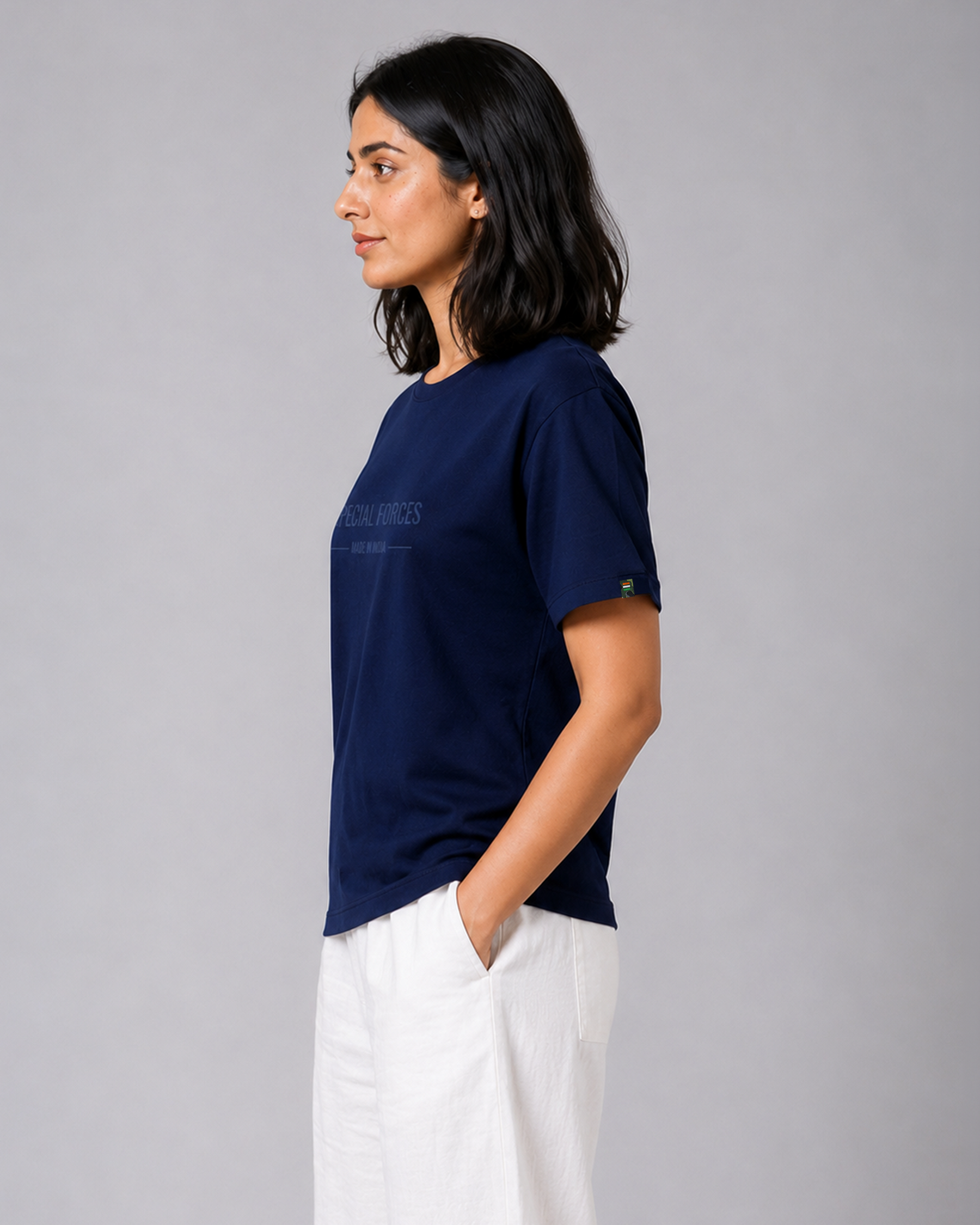 Navy Blue Special Forces T-Shirt | 220 GSM Cotton | Embroidered Relaxed Fit