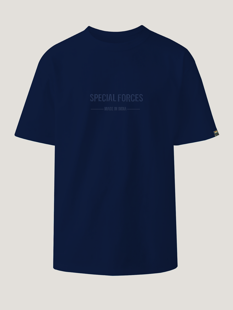 Navy Blue Special Forces T-Shirt | 220 GSM Cotton | Embroidered Relaxed Fit