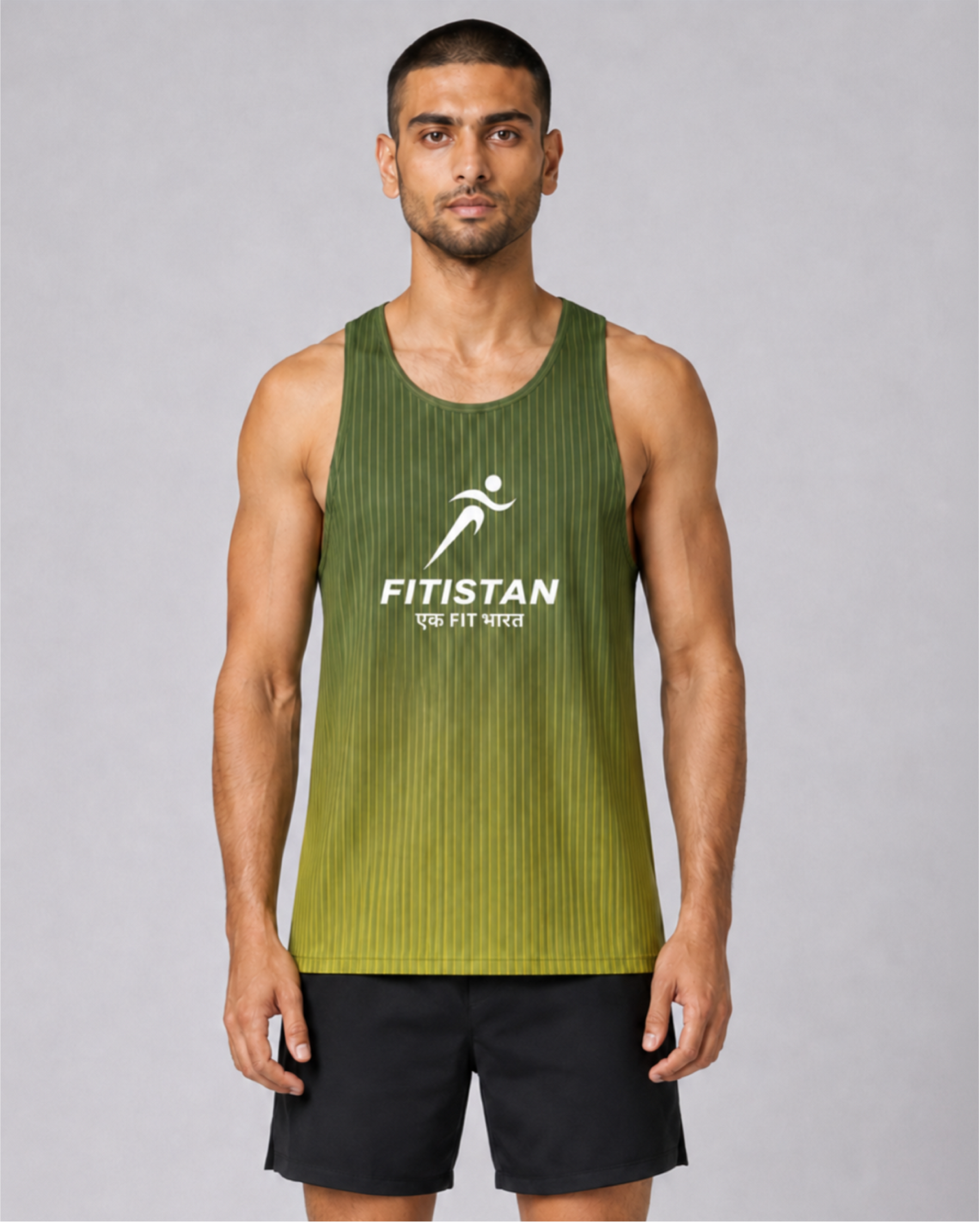 FITISTAN GREEN STRIPE TANK
