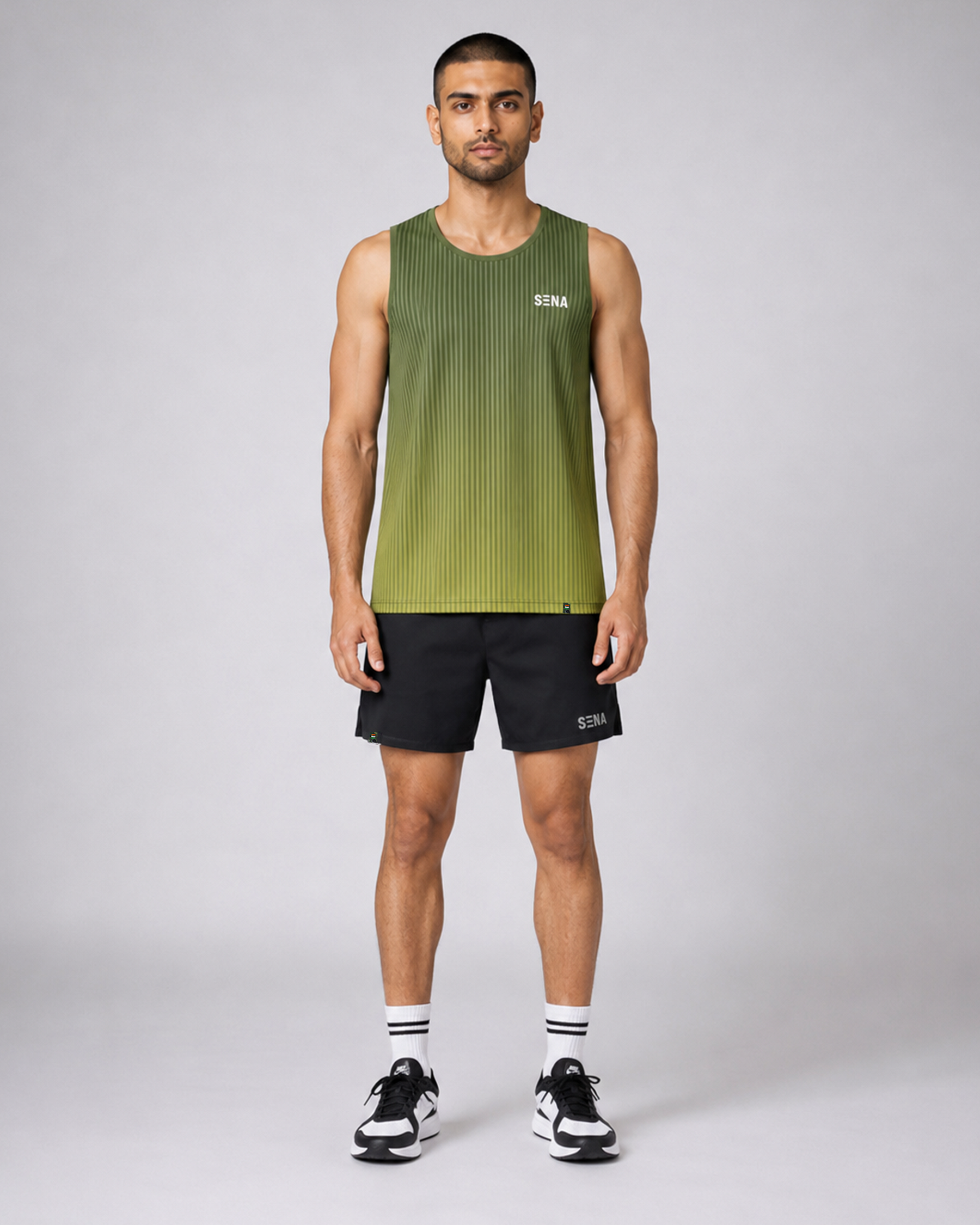 SENA GREEN STRIPE TANK