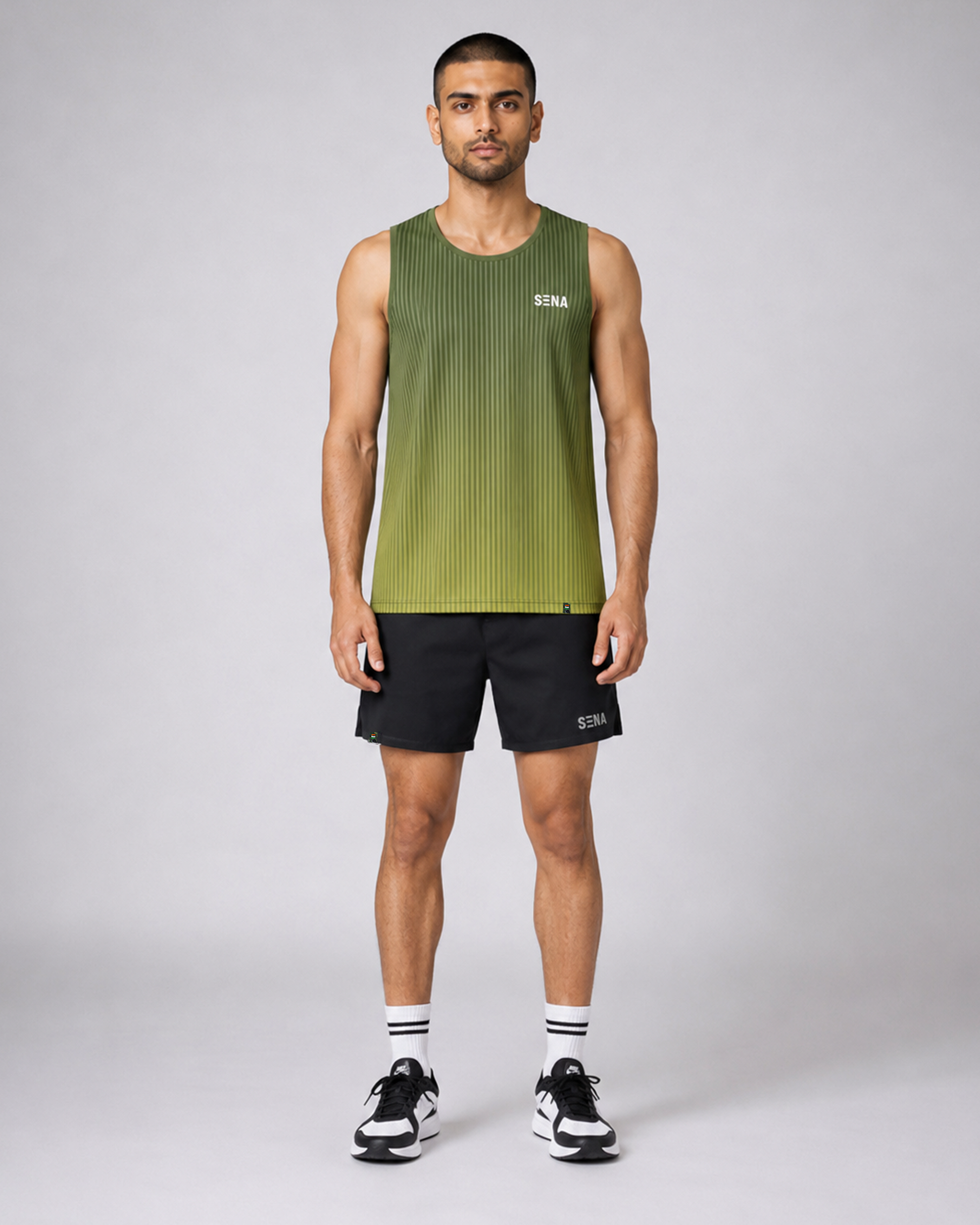 SENA GREEN STRIPE TANK
