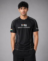 Black Sena Dri-Fit Performance T-Shirt | 180 GSM | Tricolour India Edition