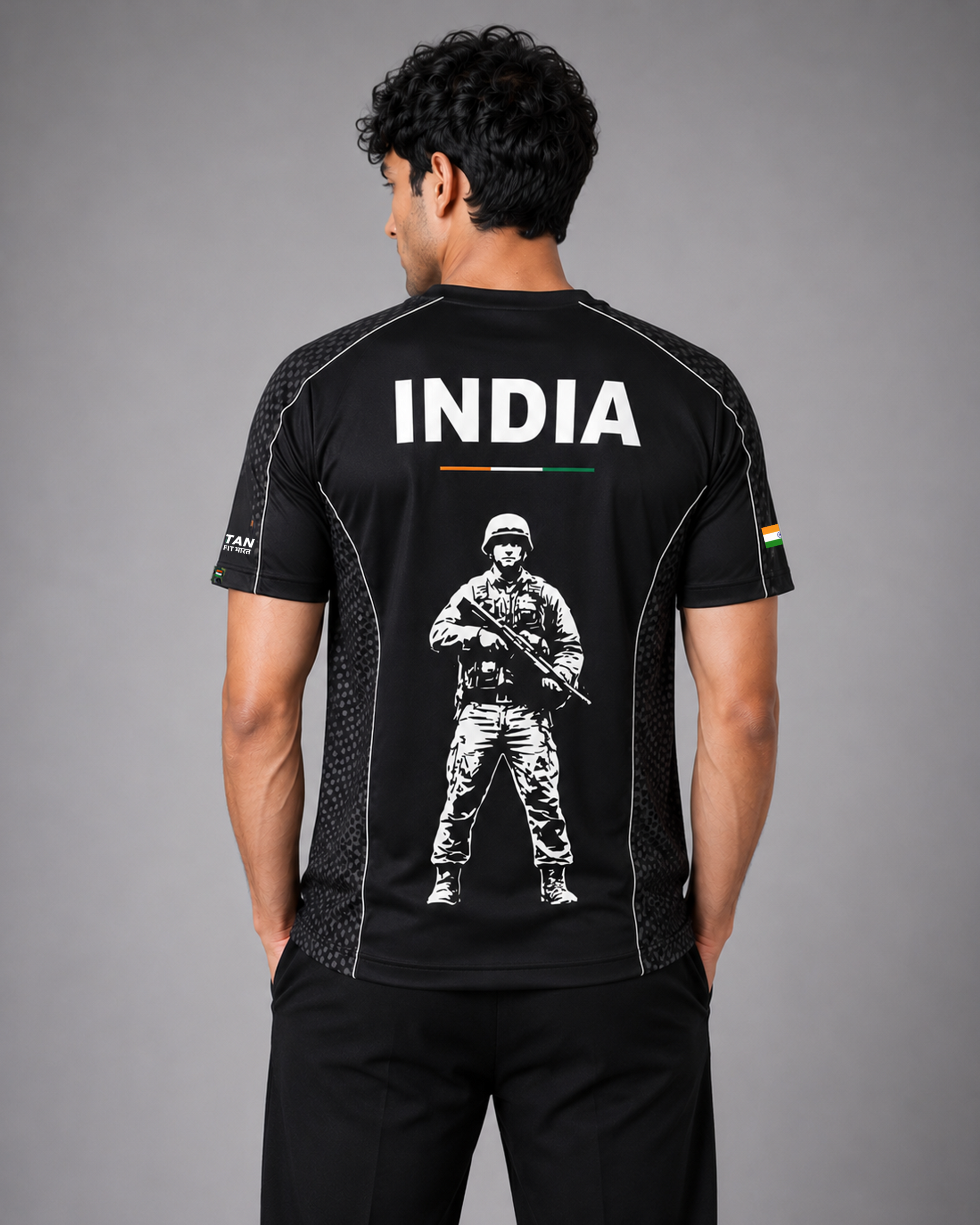 Black Sena Dri-Fit Performance T-Shirt | 180 GSM | Tricolour India Edition