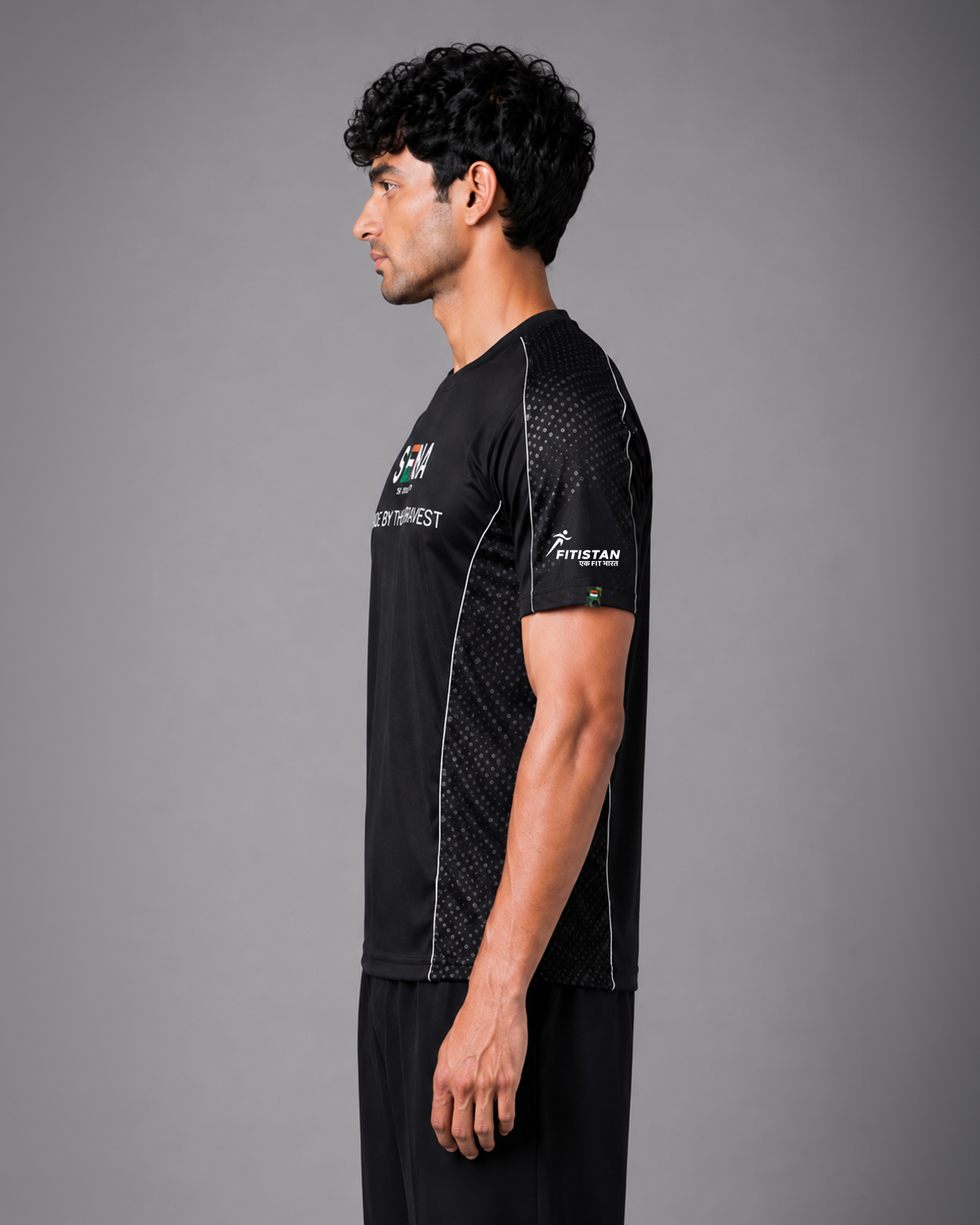 Black Sena Dri-Fit Performance T-Shirt | 180 GSM | Tricolour India Edition