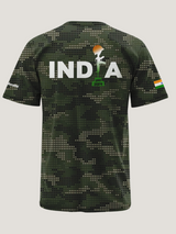 Dark Green Camo Print Round Neck Dri-Fit T-Shirt