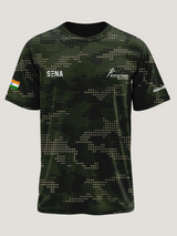 Dark Green Camo Print Round Neck Dri-Fit T-Shirt