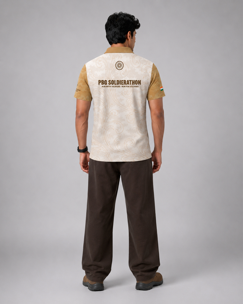 BEIGE POLO NECK DRI-FIT T-SHIRT