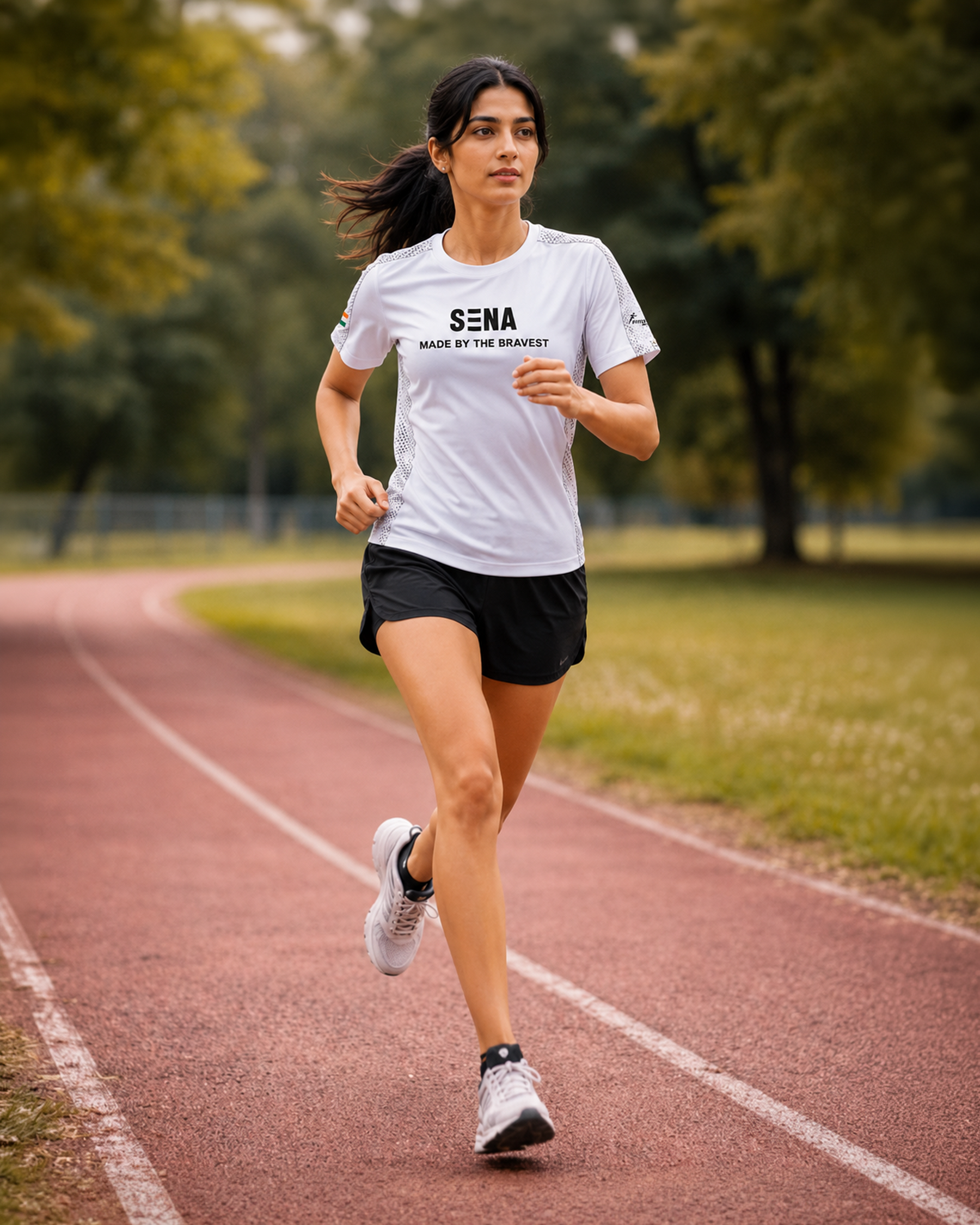 White Sena Dri-Fit Performance T-Shirt | 180 GSM | India Tricolour Edition